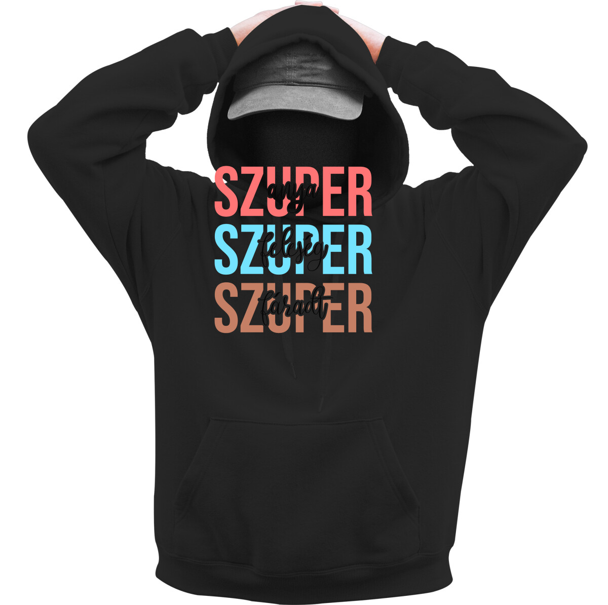 Kapucnis belebújós pulóver