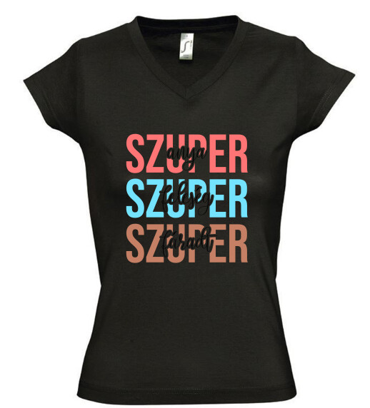 Női V nyakú póló