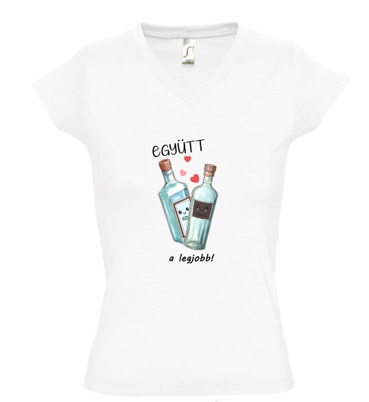 Női V nyakú póló