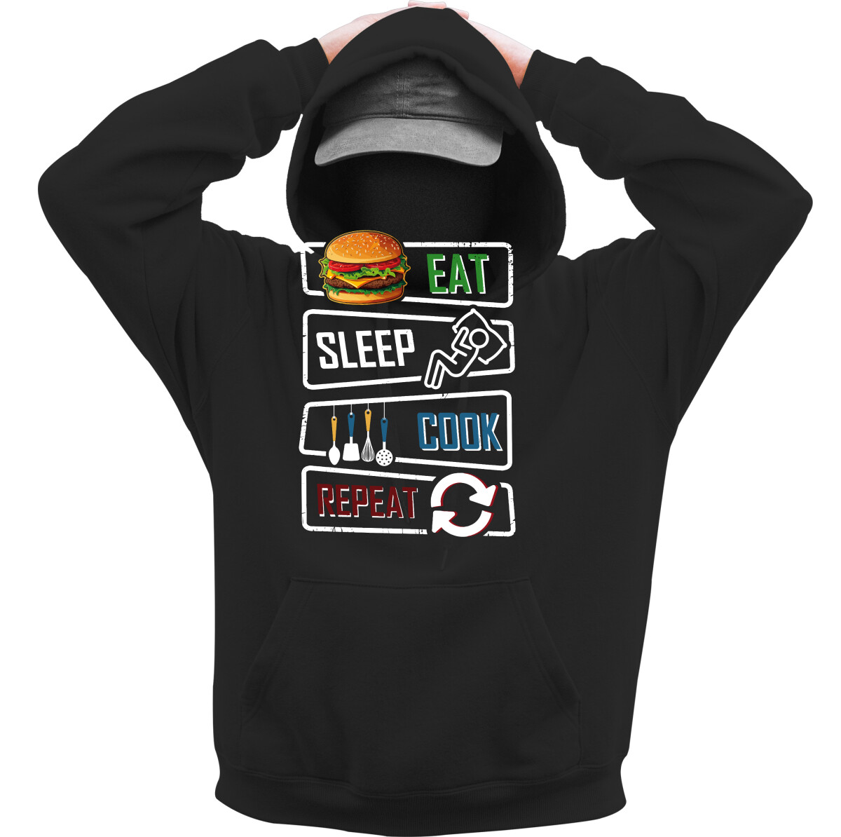 Kapucnis belebújós pulóver