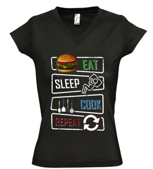 Női V nyakú póló