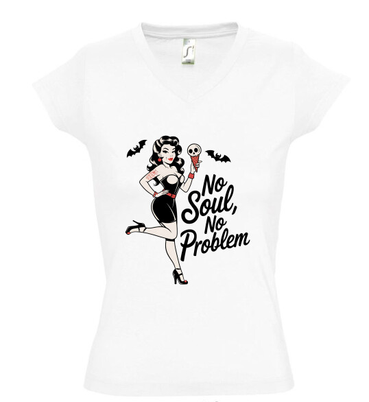 Női V nyakú póló