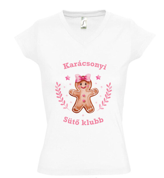 Női V nyakú póló