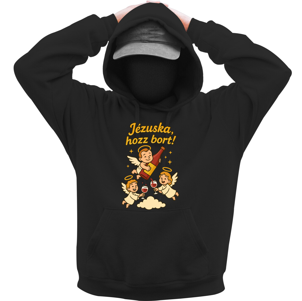 Kapucnis belebújós pulóver