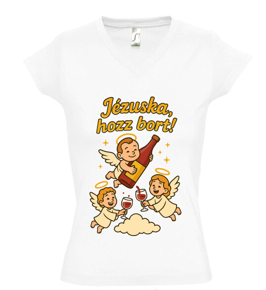 Női V nyakú póló