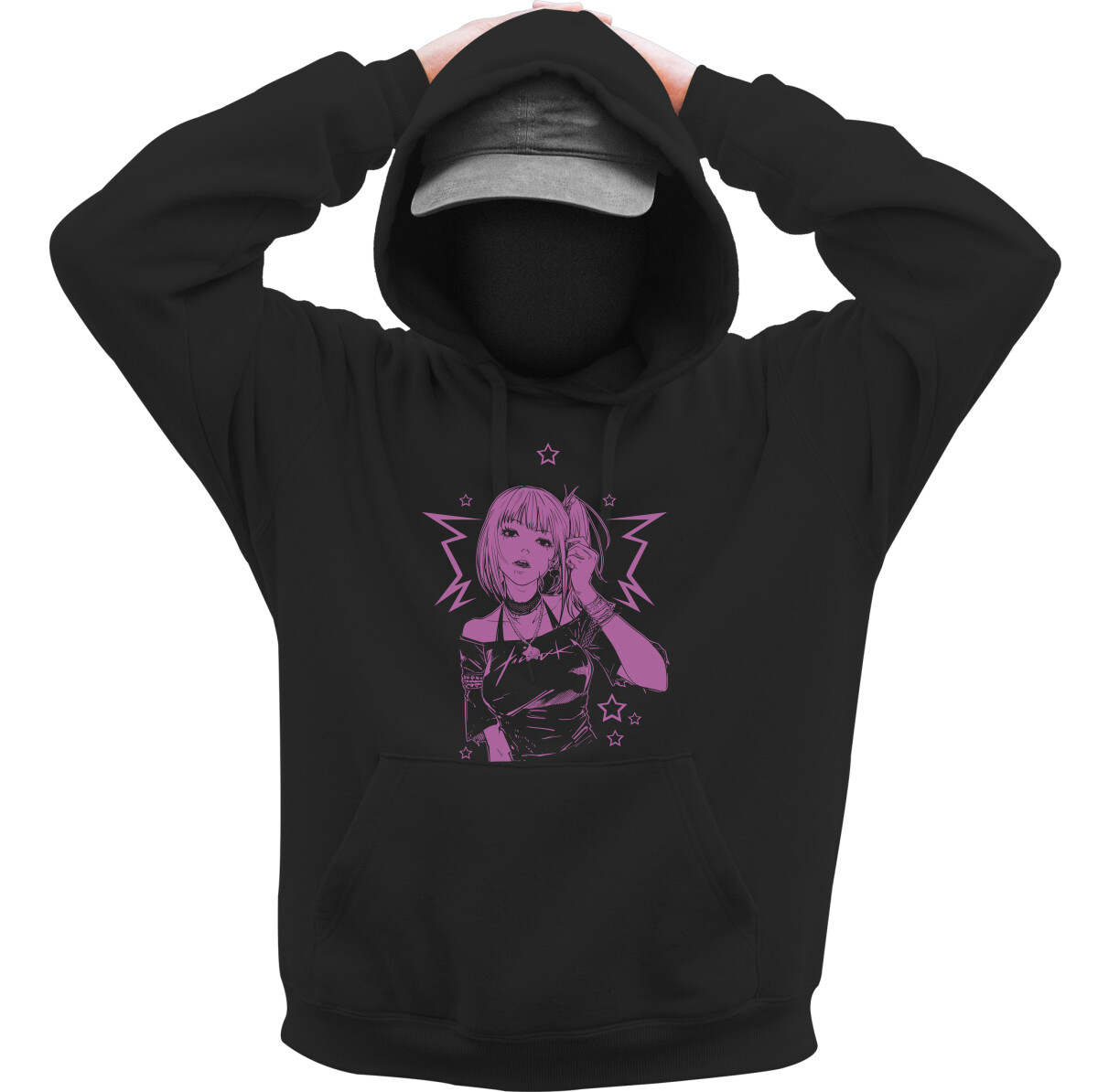 Kapucnis belebújós pulóver