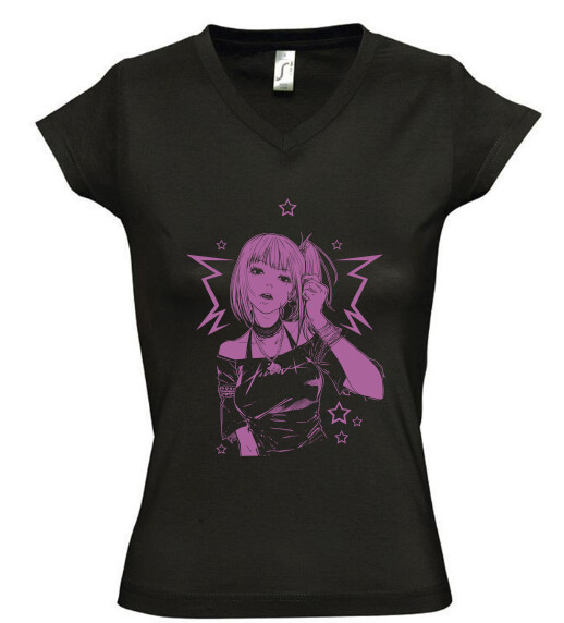 Női V nyakú póló
