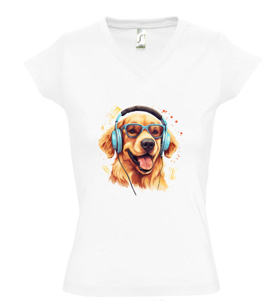 Női V nyakú póló