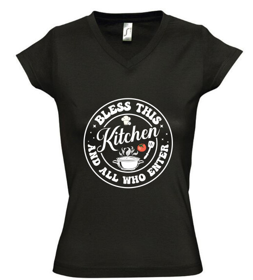 Női V nyakú póló