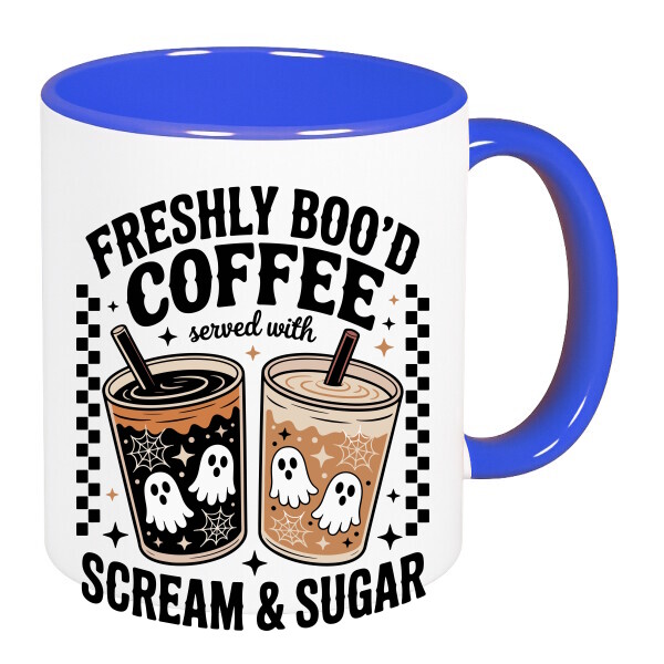 Színes fülű és belsejű bögre