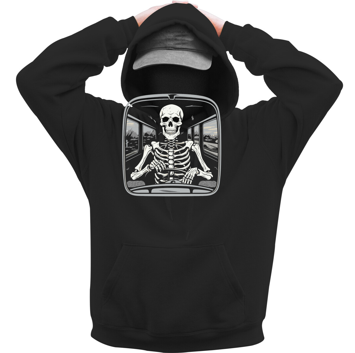 Kapucnis belebújós pulóver