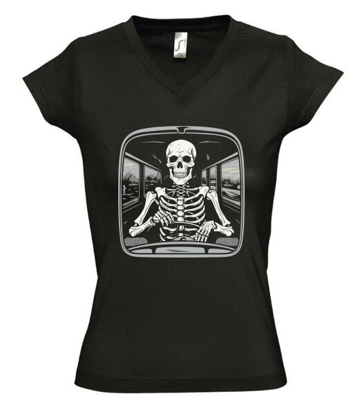 Női V nyakú póló