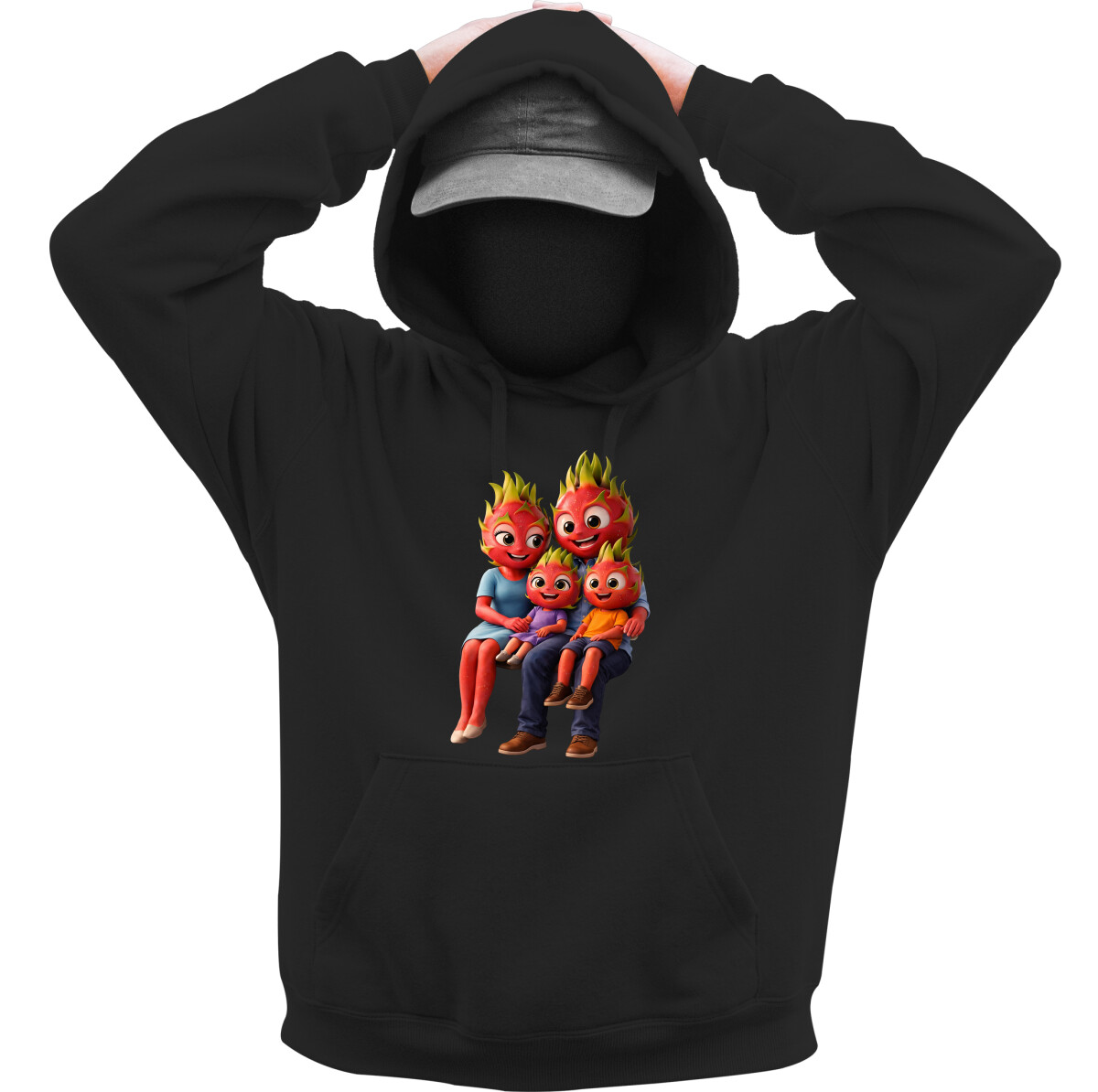 Kapucnis belebújós pulóver