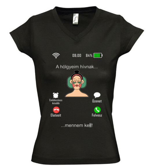 Női V nyakú póló