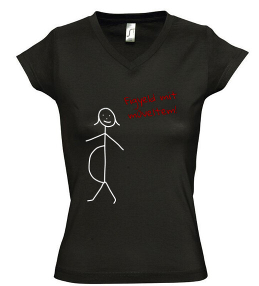 Női V nyakú póló