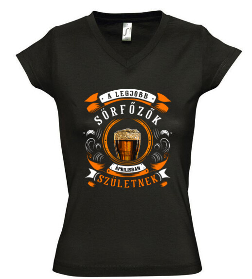 Női V nyakú póló