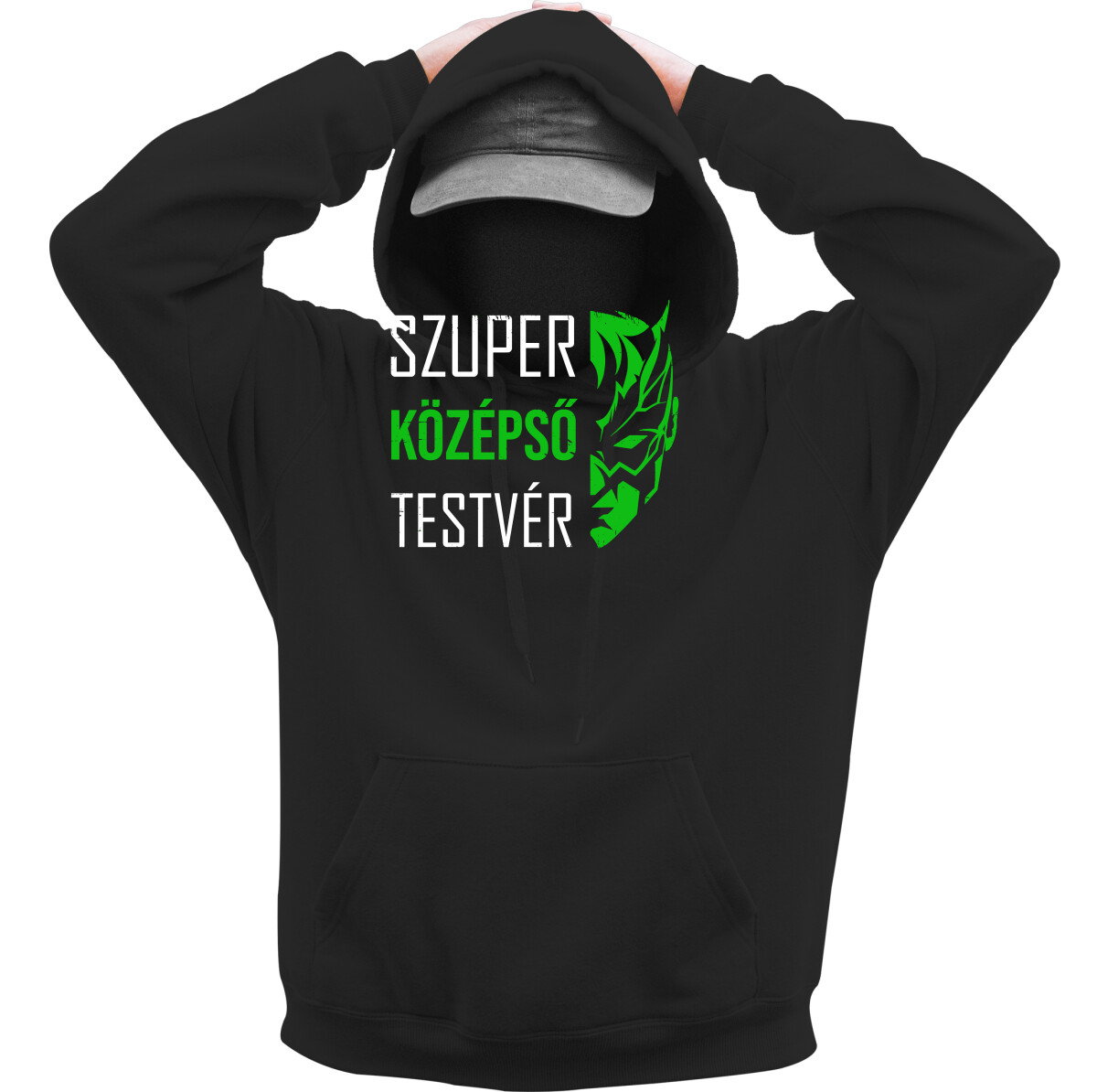 Kapucnis belebújós pulóver