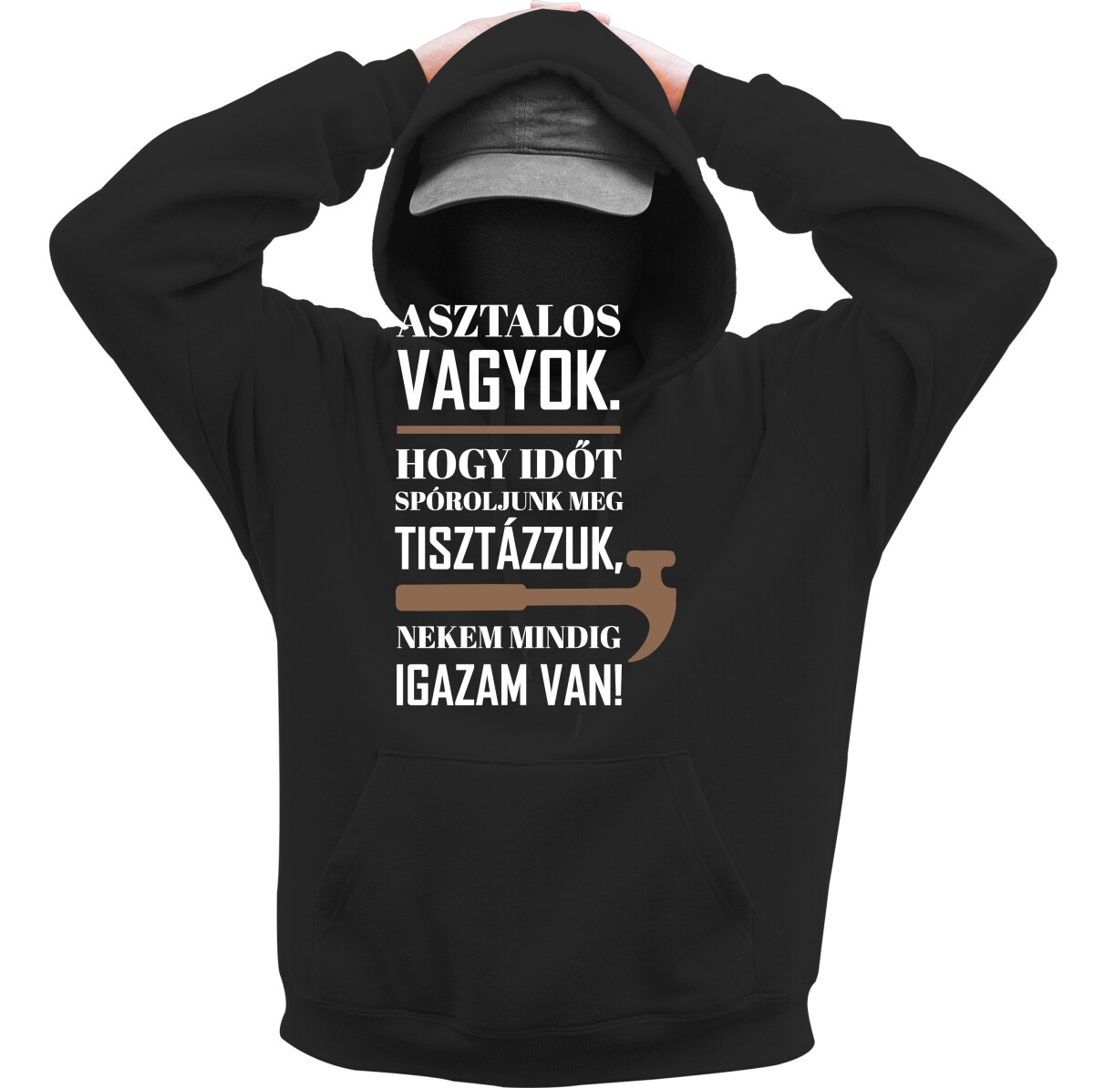 Kapucnis belebújós pulóver