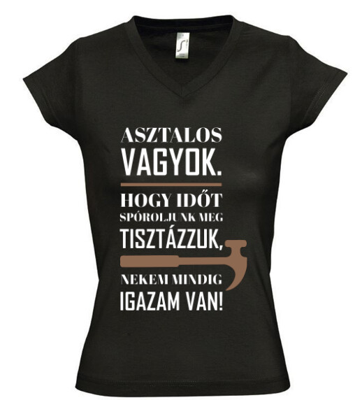 Női V nyakú póló