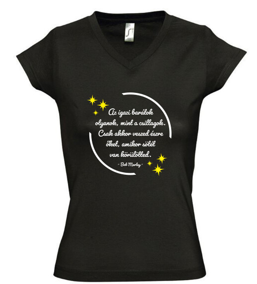 Női V nyakú póló