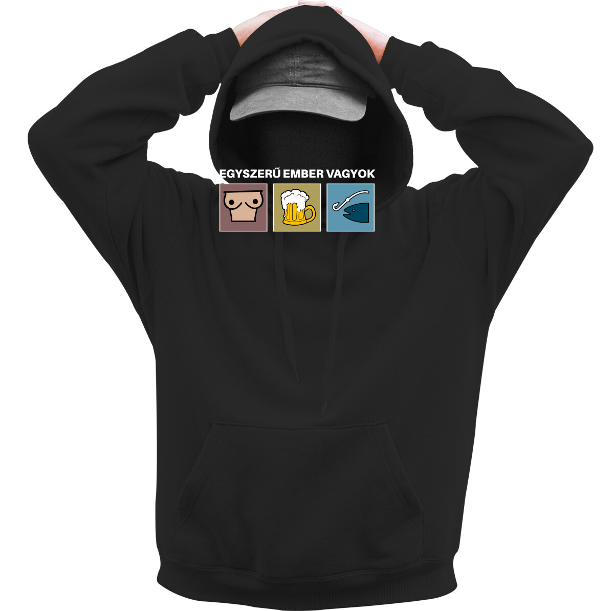 Kapucnis belebújós pulóver