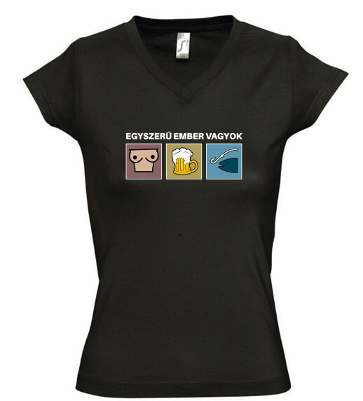 Női V nyakú póló