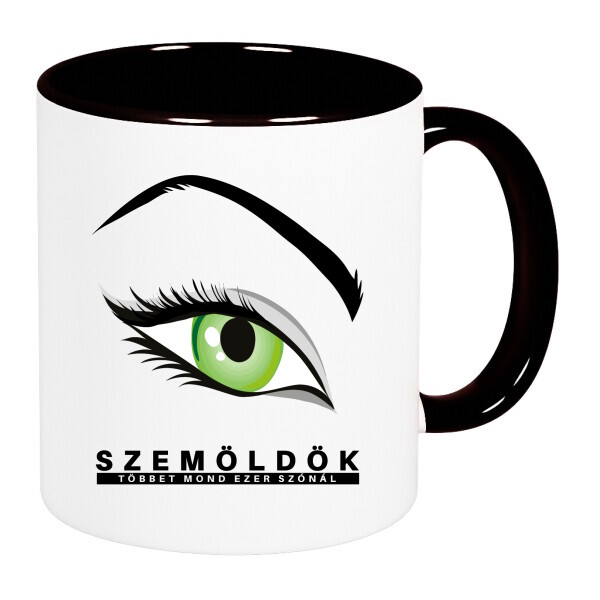 Színes fülű és belsejű bögre