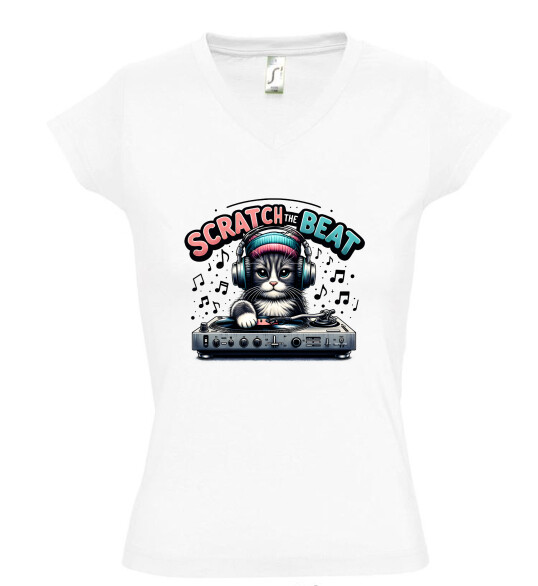 Női V nyakú póló