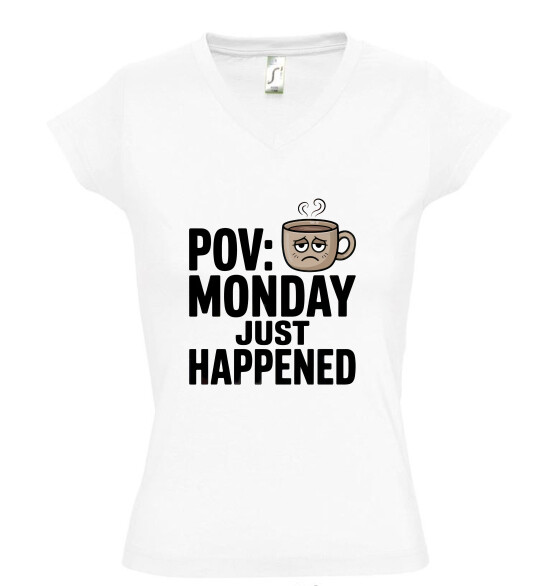 Női V nyakú póló