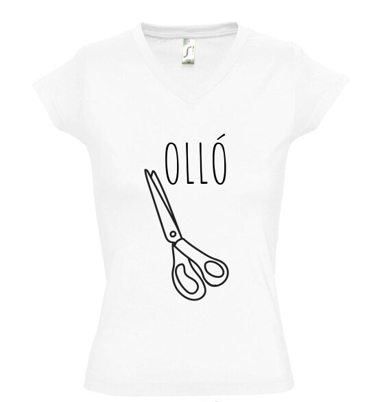 Női V nyakú póló