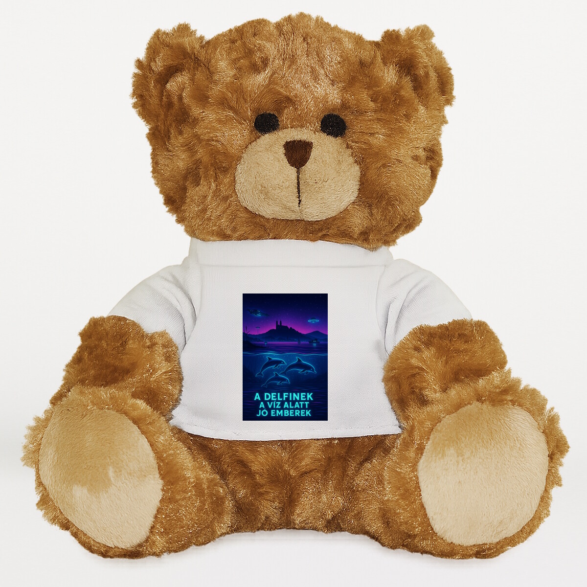 Plüssmaci egyedi pólóval