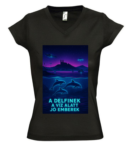 Női V nyakú póló