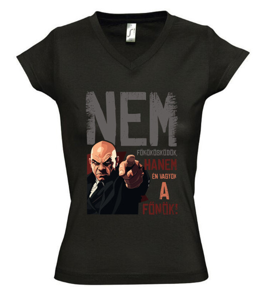 Női V nyakú póló