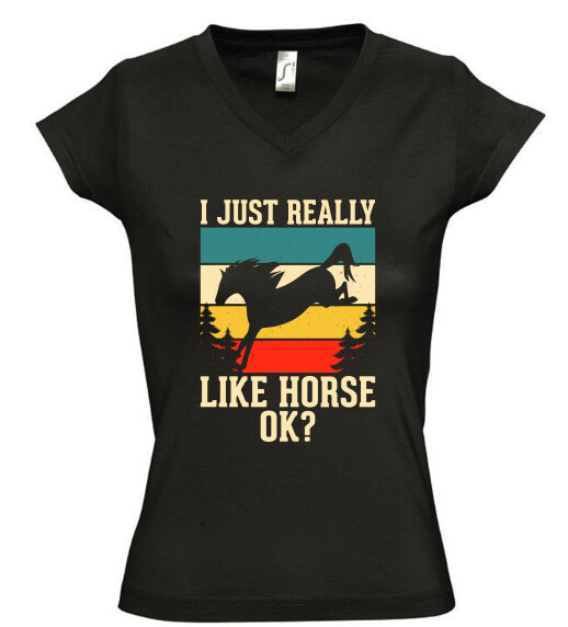 Női V nyakú póló