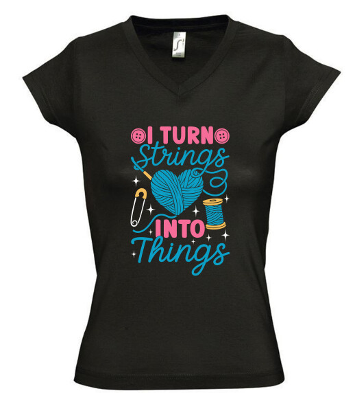 Női V nyakú póló