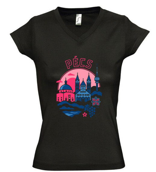 Női V nyakú póló