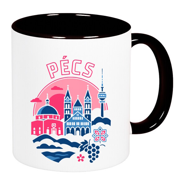 Színes fülű és belsejű bögre