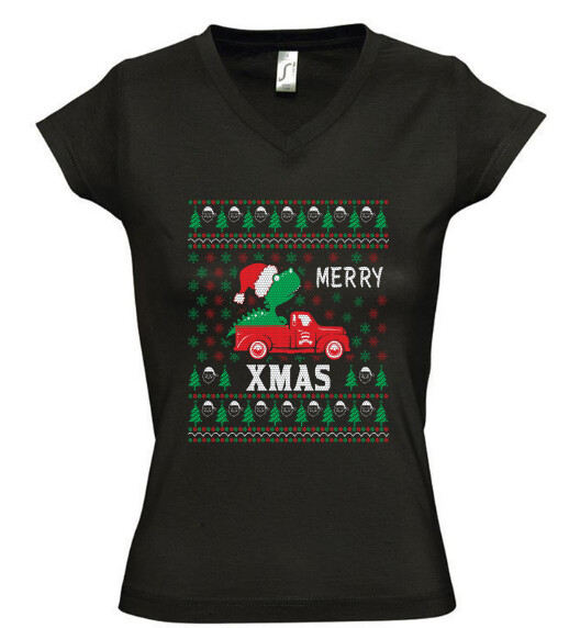 Női V nyakú póló