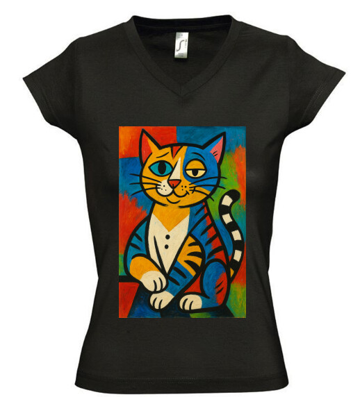 Női V nyakú póló