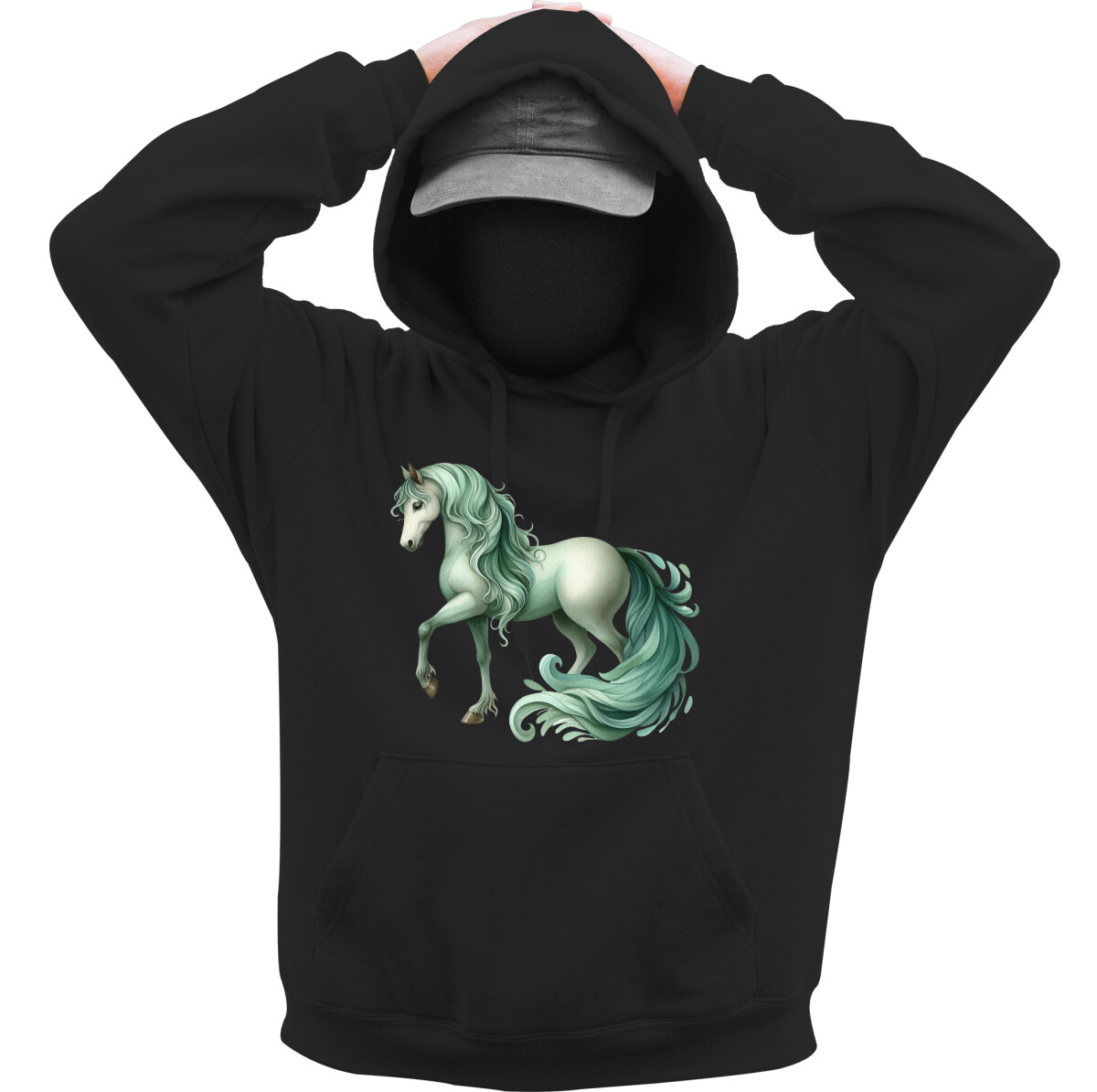 Kapucnis belebújós pulóver