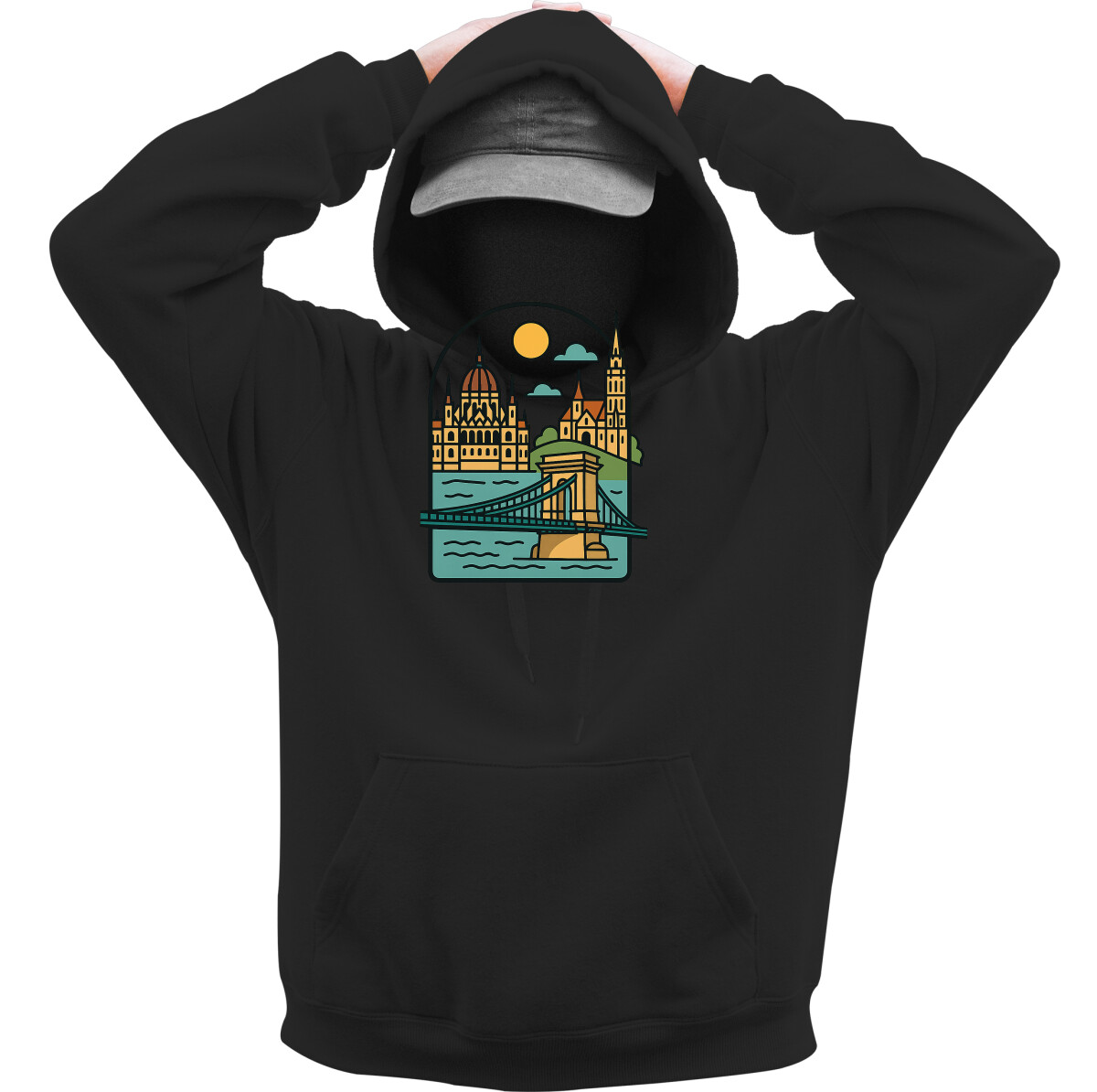 Kapucnis belebújós pulóver