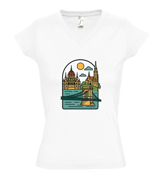 Női V nyakú póló