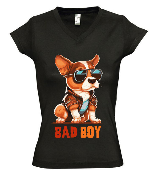 Női V nyakú póló