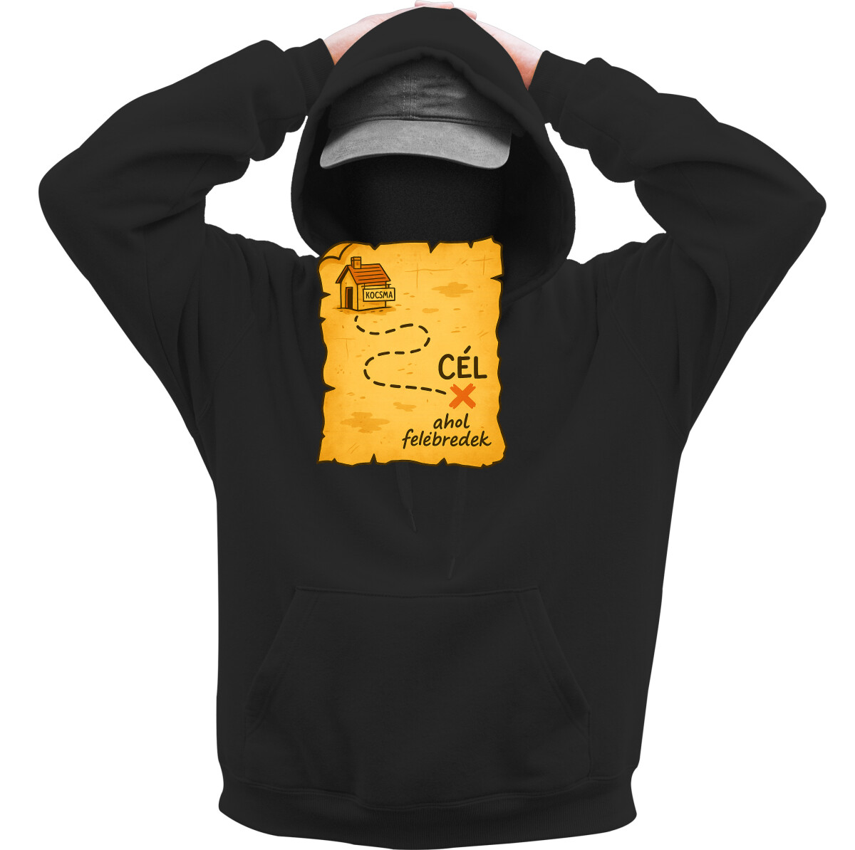 Kapucnis belebújós pulóver