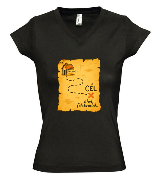 Női V nyakú póló