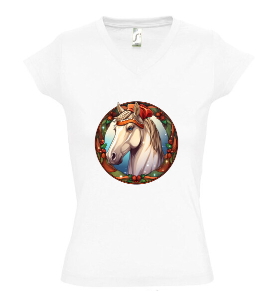 Női V nyakú póló