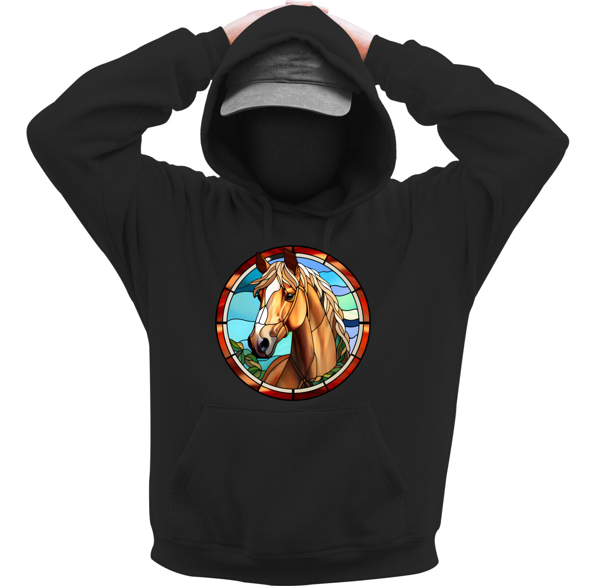 Kapucnis belebújós pulóver