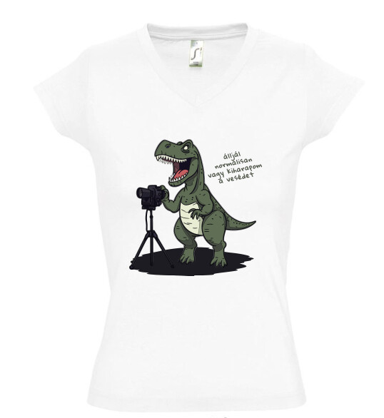 Női V nyakú póló