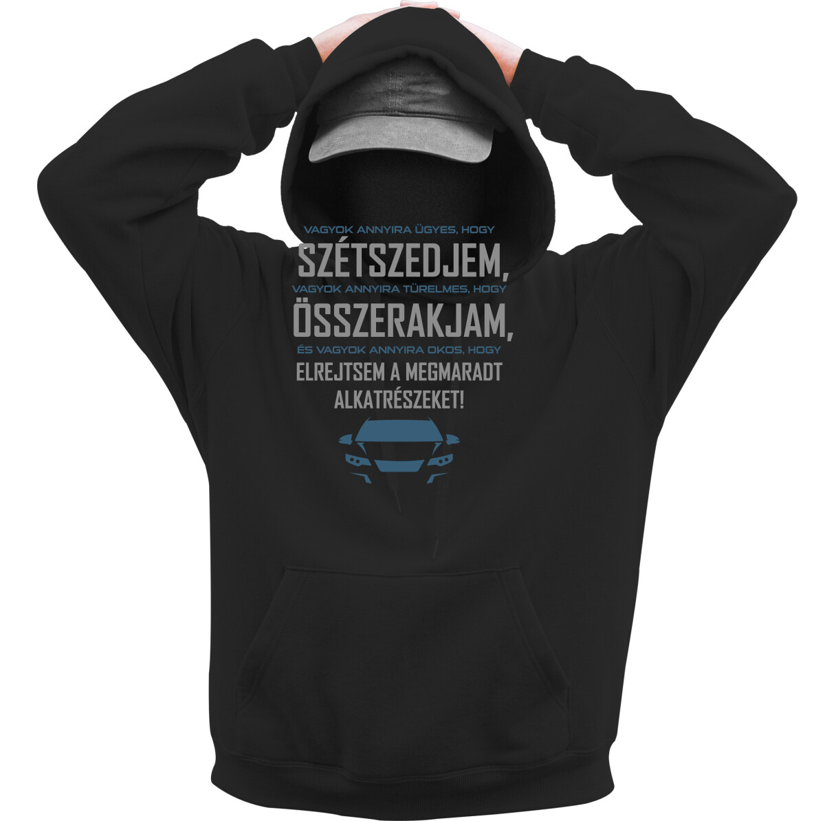 Kapucnis belebújós pulóver