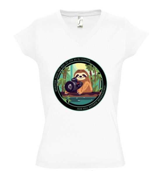 Női V nyakú póló